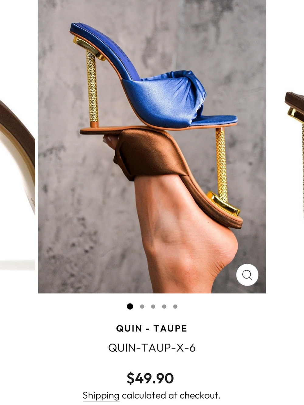 Quinn taupe Cape Robbin  Satin High Heel Slide with Gold Heel sz 8.5